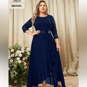 Elegant Navy Lace Dress